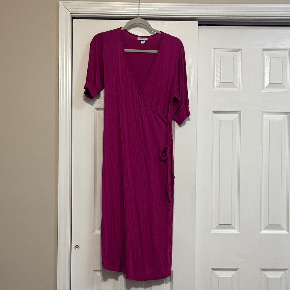 Oh! Mamma Fuchsia Wrap Midi Dress